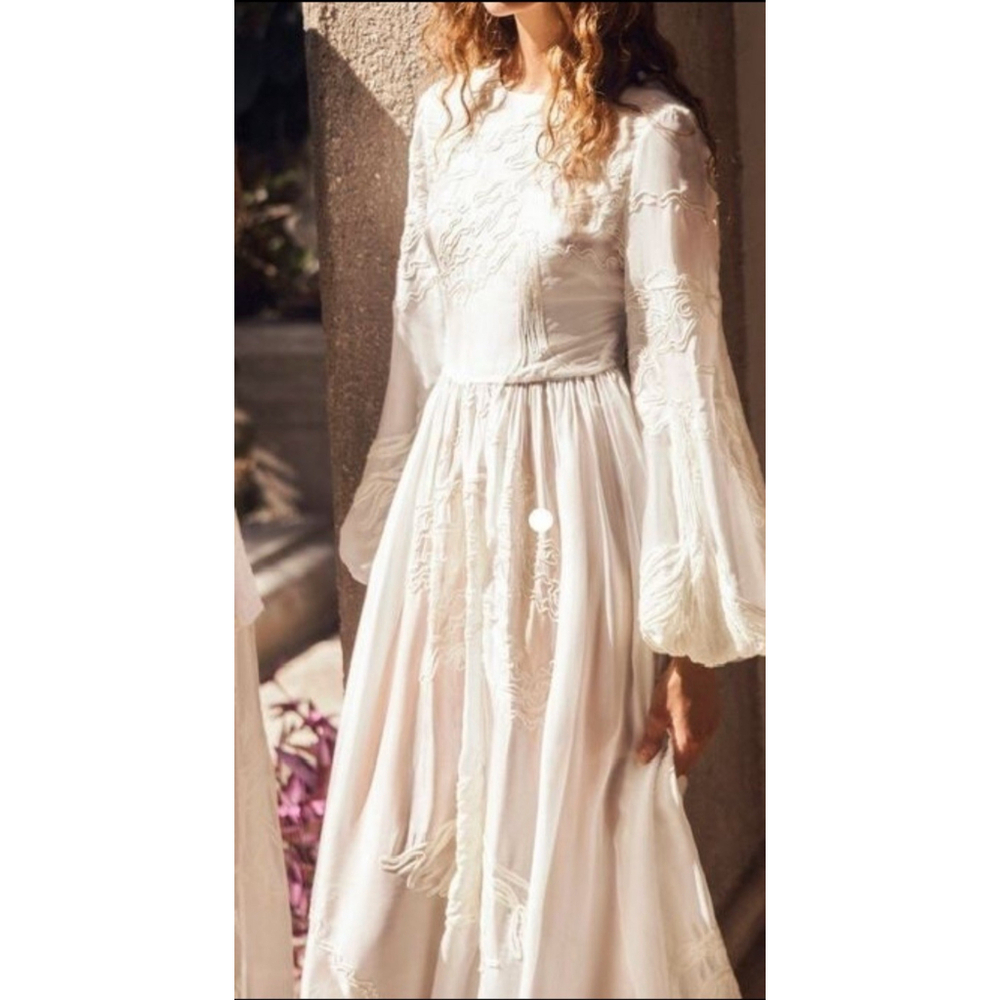 NWT Agua By Agua Bendita Zafiro Manglares Maxi Dress White M Resort Embroidered
